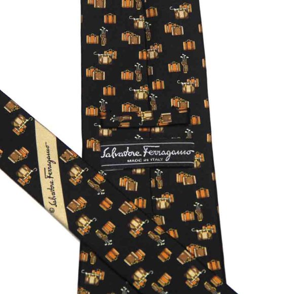 Salvatore Ferragamo Silk Tie Golf Vacation Theme Made in Italy Men's - Picture 2 of 2